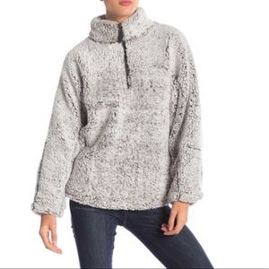 Elodie Quarter Zip Gray Sherpa/Teddy Jacket